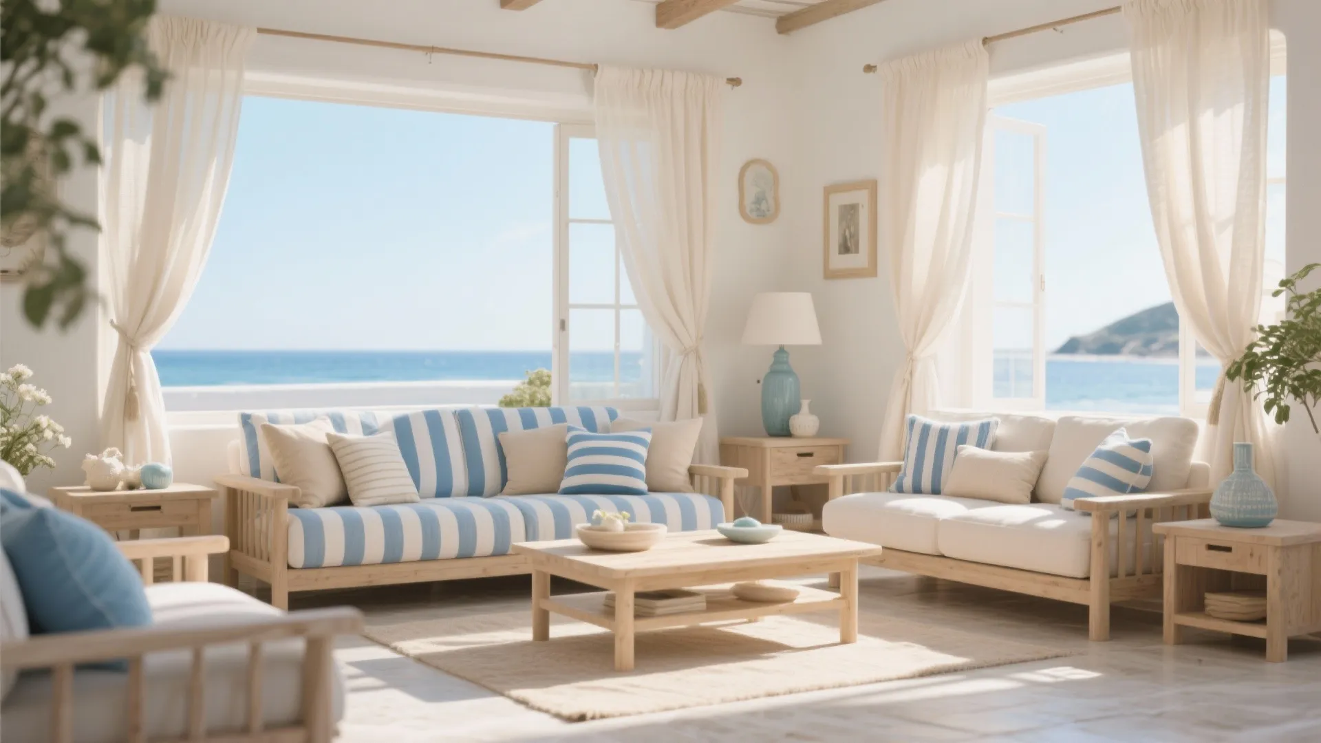 2. Coastal Vibes with Striped Textiles