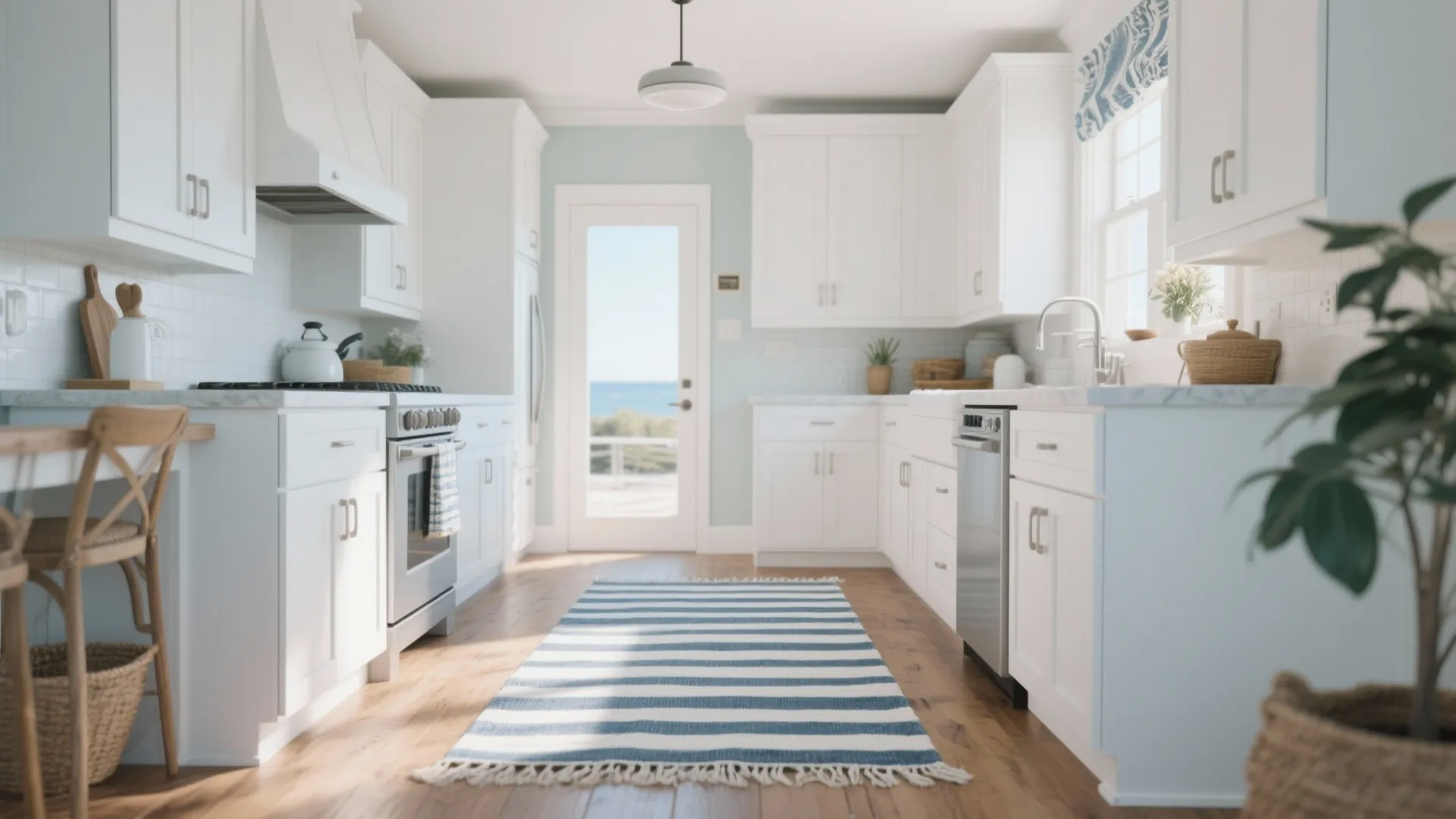 Idea 9: Coastal Style with Striped Rugs