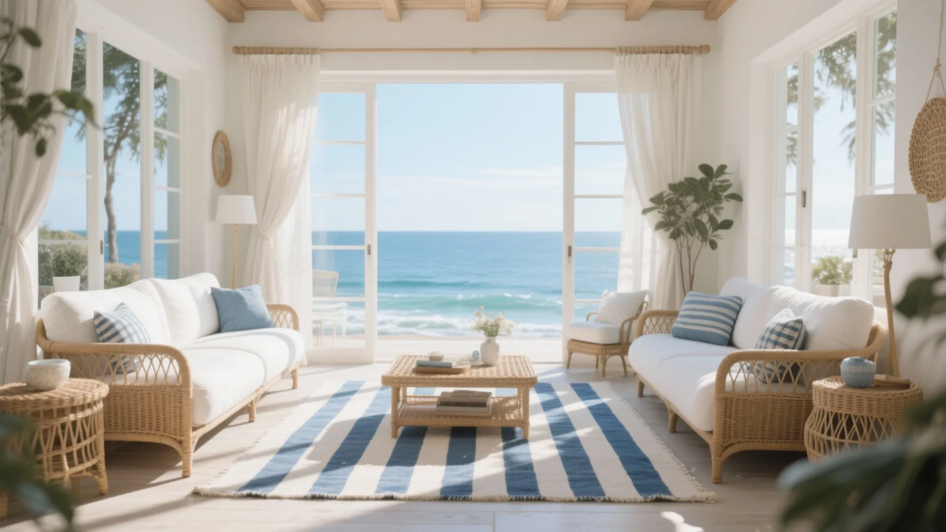 Coastal Blue and White Stripes