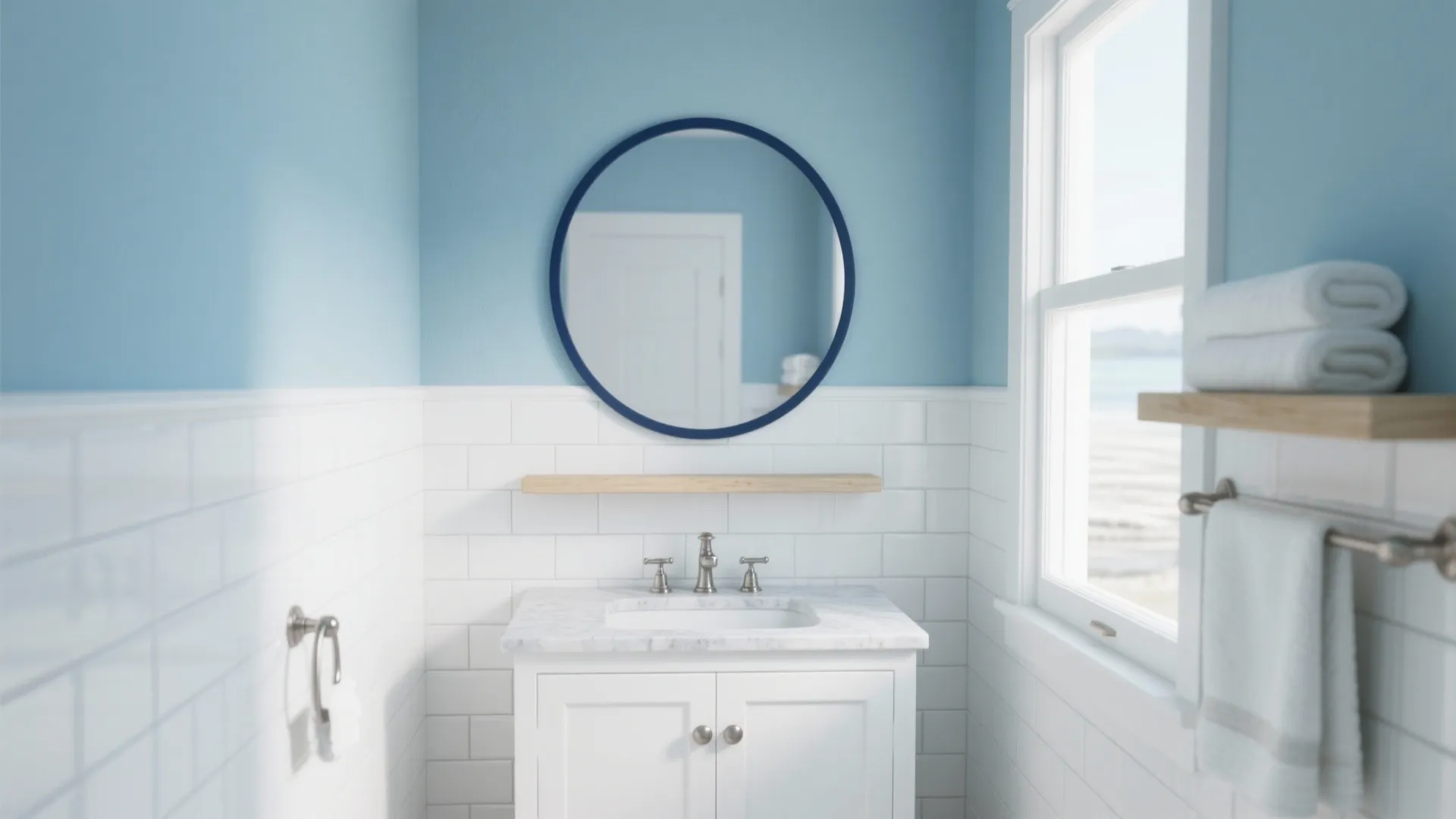 Coastal Calm with Glossy Subway and Navy Accents