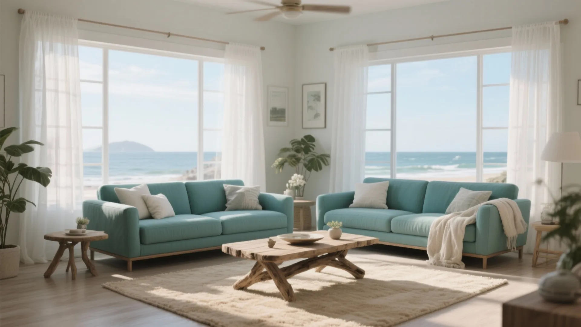 4. Coastal Calm with Teal and White