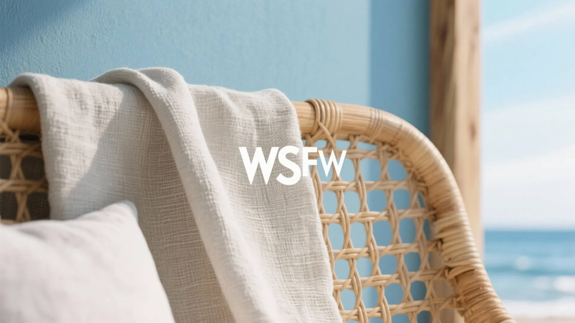 Sky blue + warm white + natural wood (airy coastal calm)