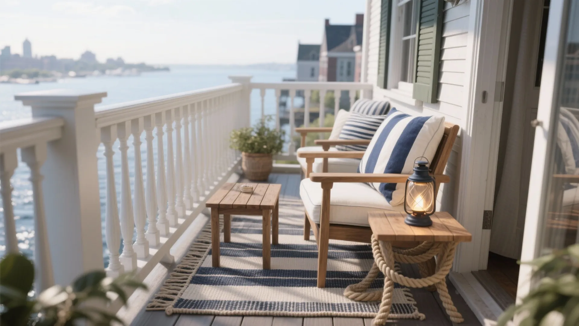 New England Coastal Calm on a Tiny Balcony