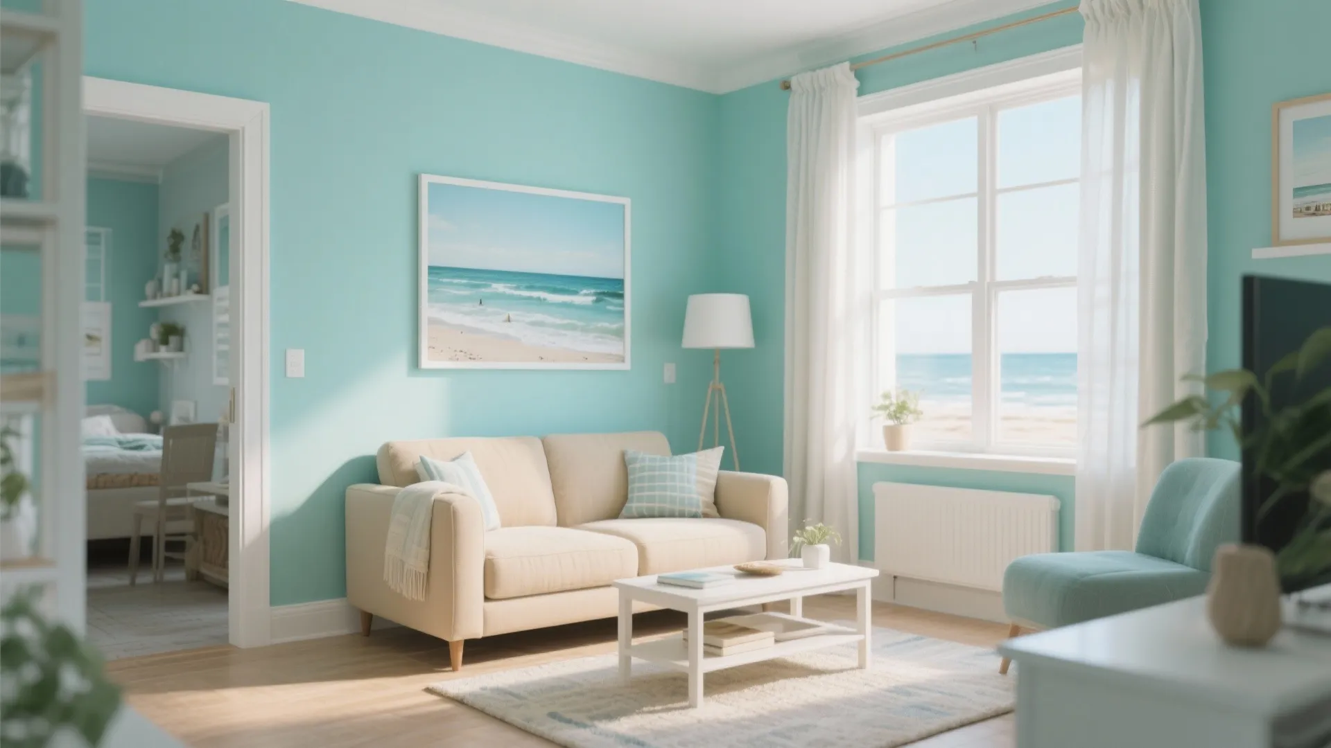 1. Coastal Calm with Turquoise Walls
