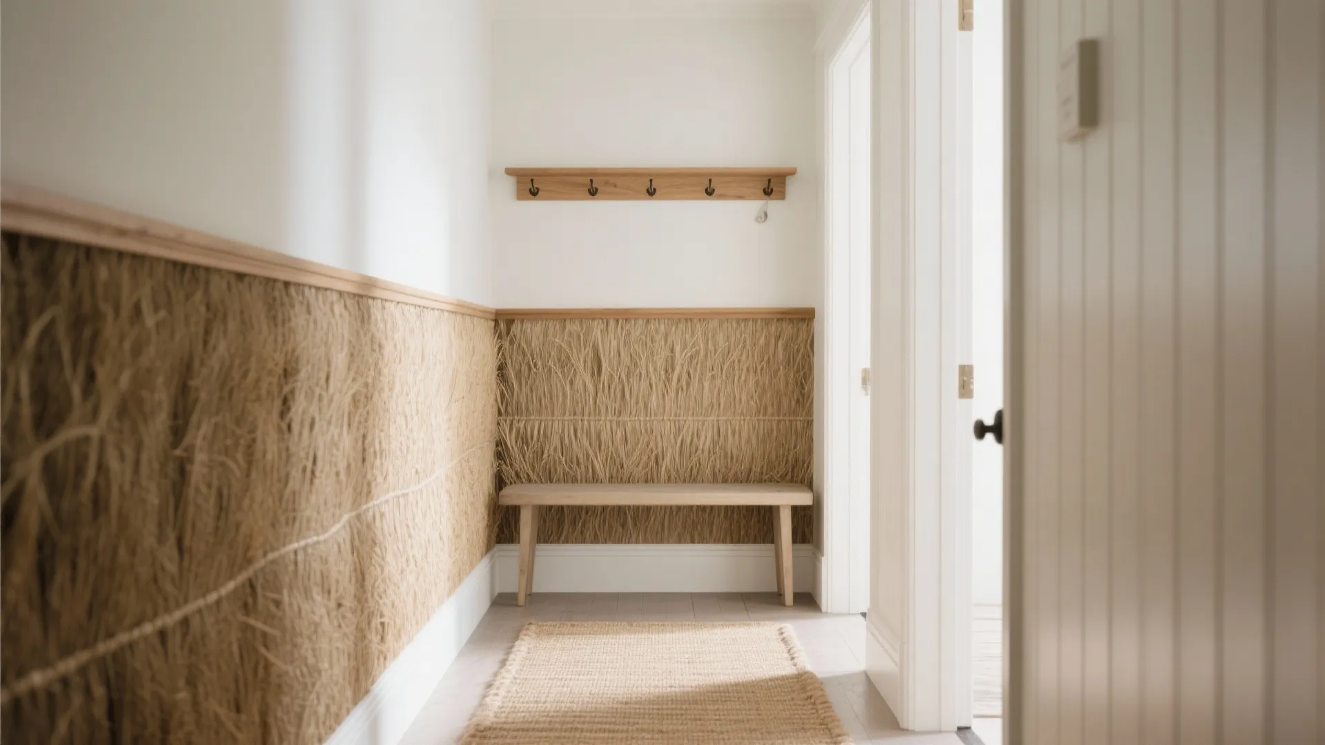 Coastal-Calm Wainscoting with Grass Mat