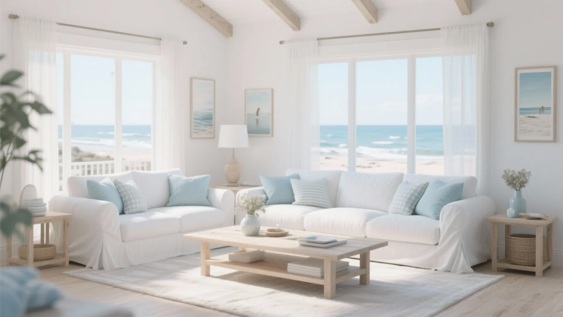 6. Coastal White with Soft Blues