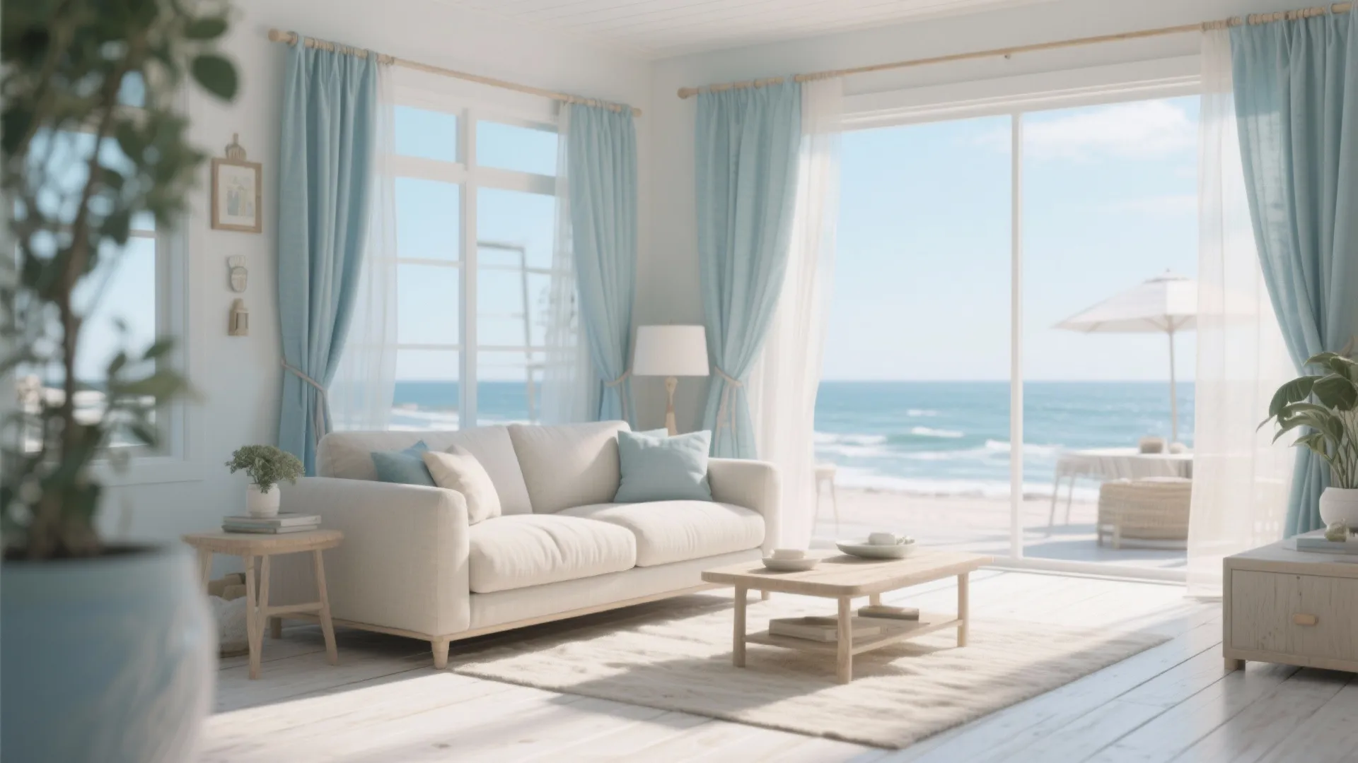 6. Coastal Vibes with Whitewashed Floors