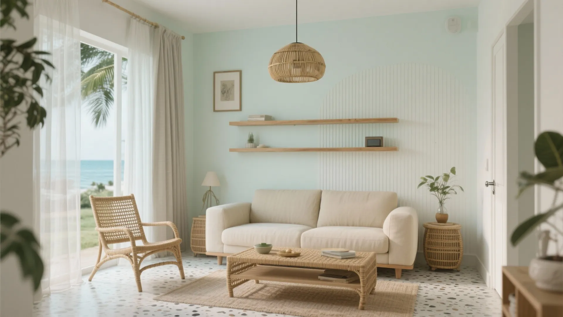 Coastal Minimal Palette + Moisture-Smart Materials