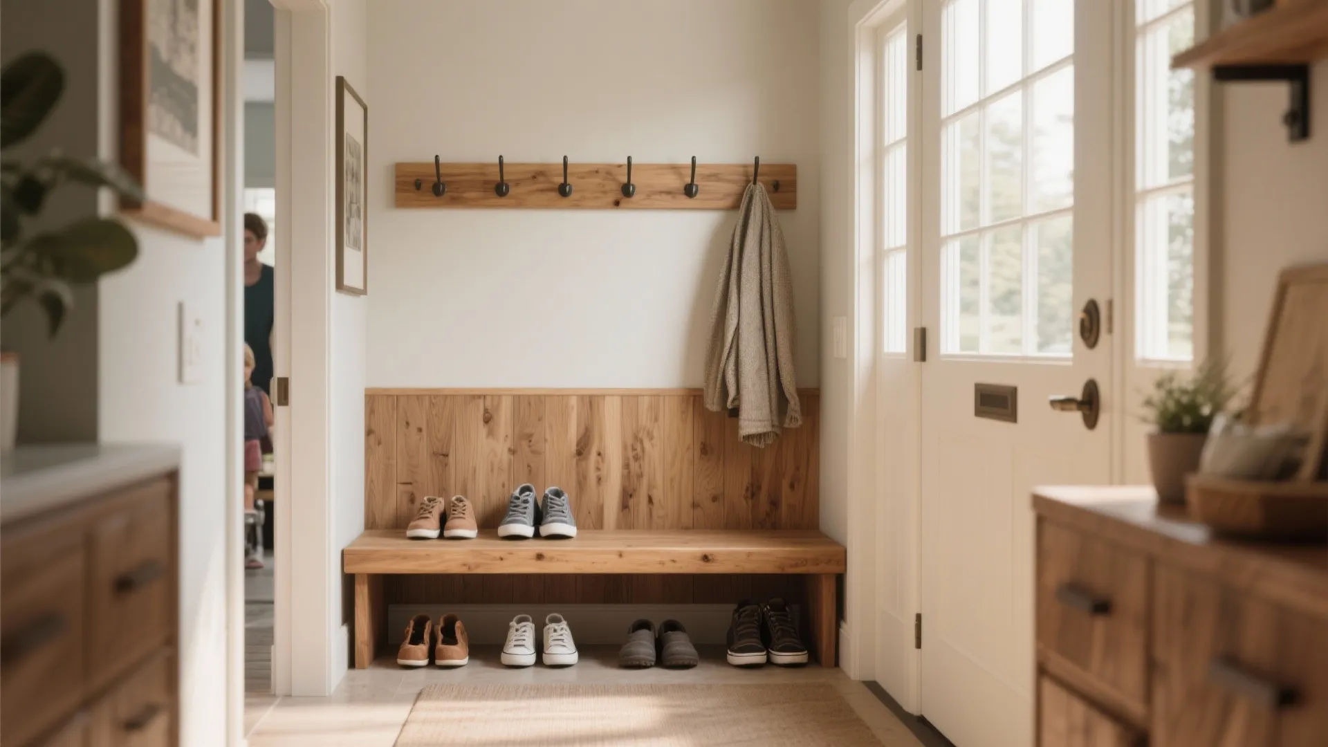 Coat Hooks with Integrated Seating