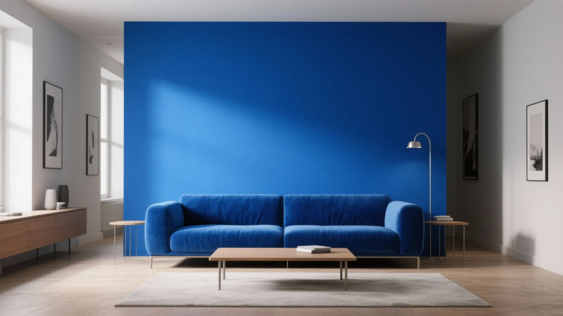 Saturated Accent Wall That Anchors the Space