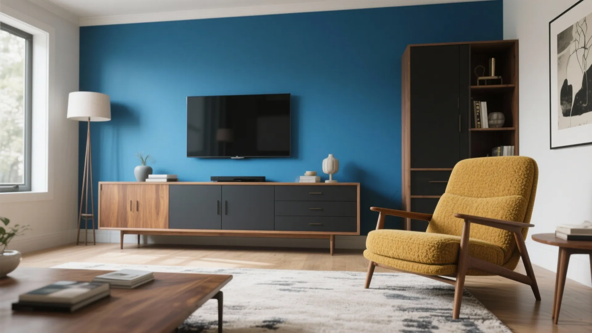 Cobalt Blue + Mustard + Charcoal