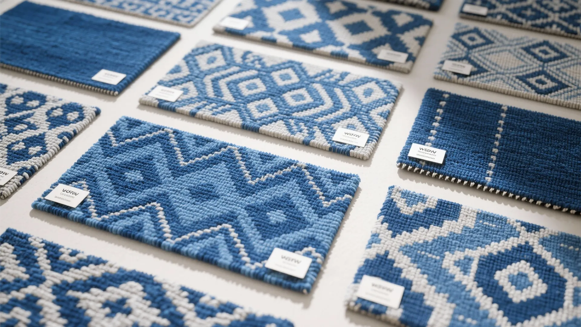 5. Patterned cobalt woven rug to hide wear