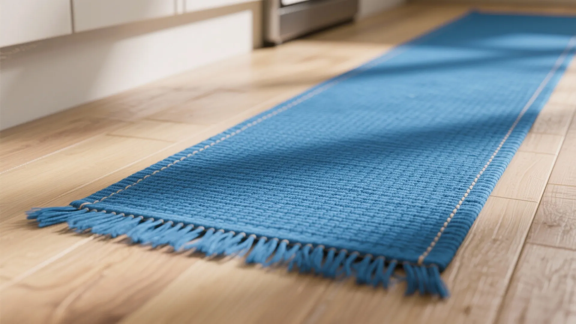 1. Slim runner in rich cobalt for narrow kitchens