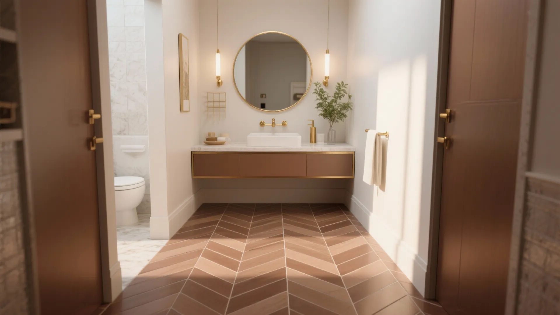 3) Herringbone or Chevron in Cocoa Tones