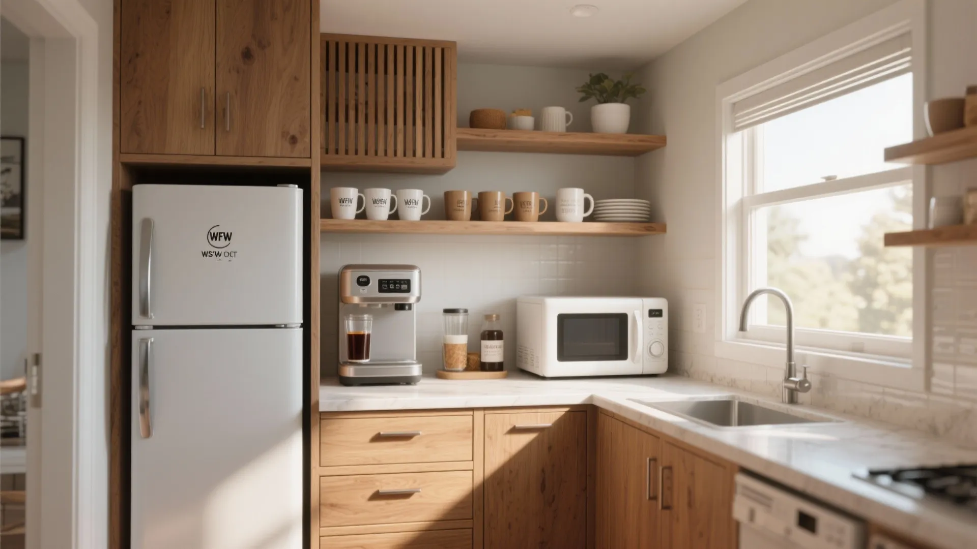 5. Multi-zone layout with dedicated coffee bar