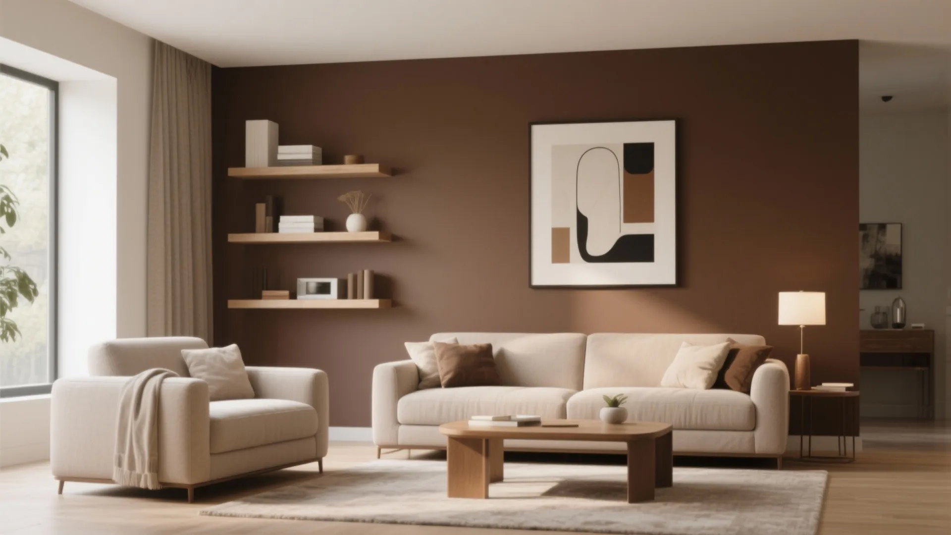 6. Coffee Brown Accent Wall