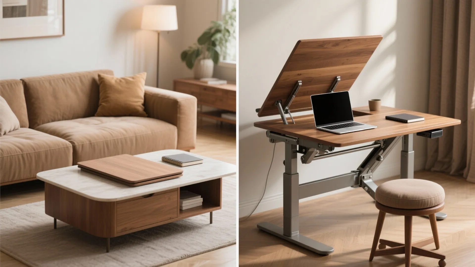 5. Convertible coffee-to-desk solution