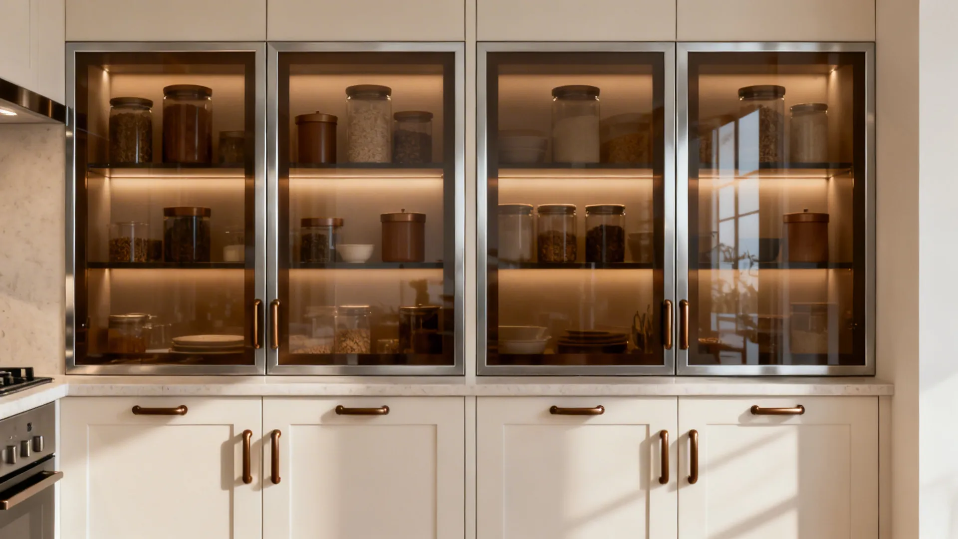 Brushed Aluminum Frames with Coffee Glass Inserts