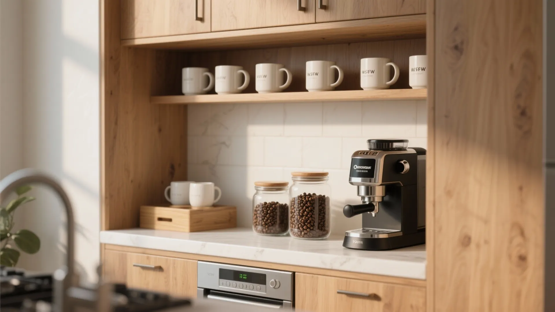 Tip 2: Built-in Coffee Station Shelf