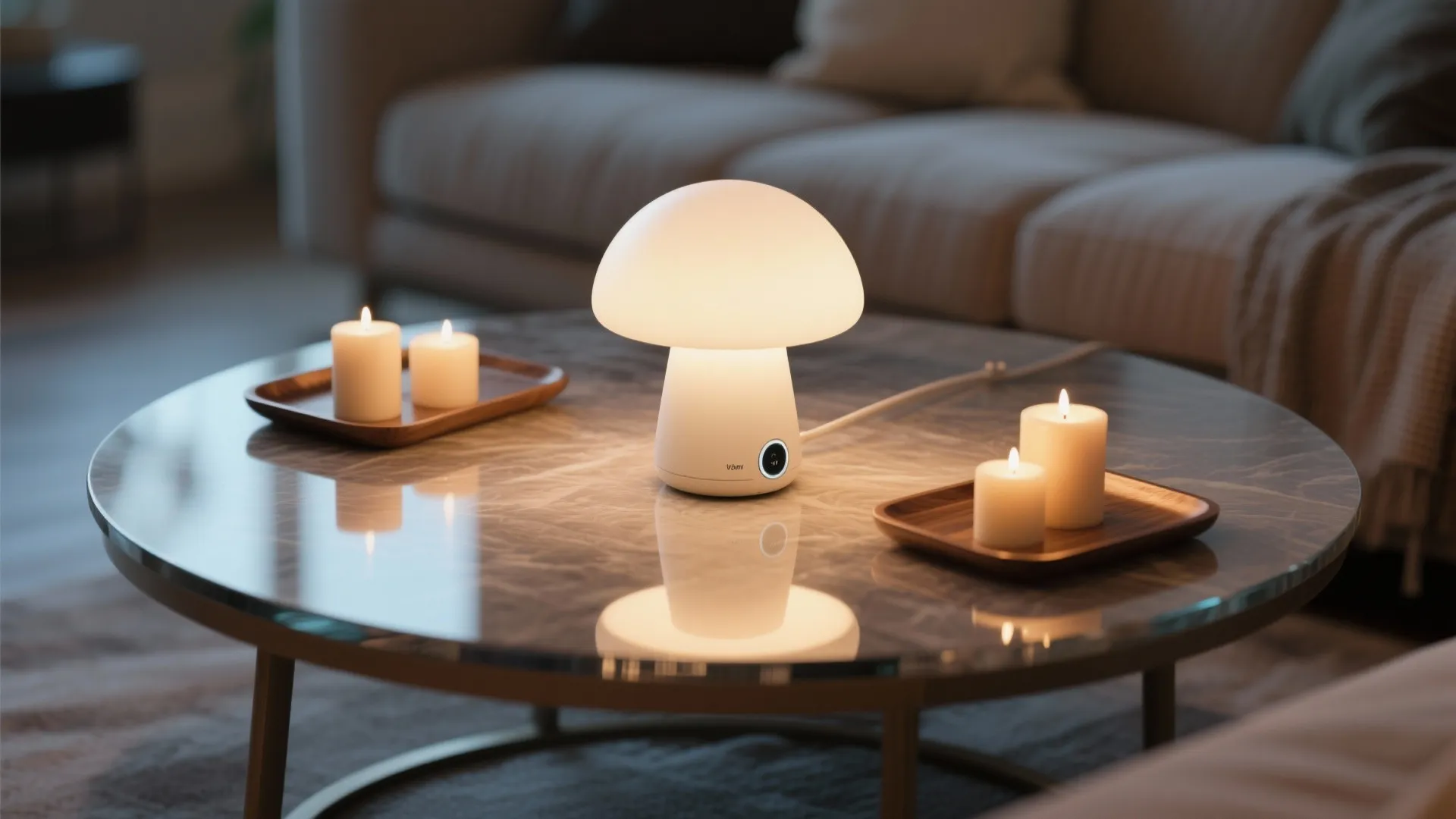 Cordless accent lamps on coffee tables