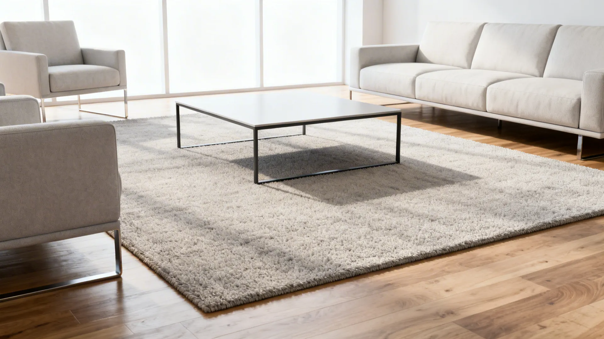 3. Coffee Table Anchored (simple and modern)