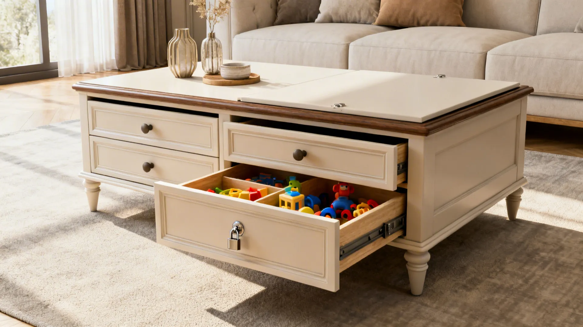5. Multi-purpose coffee table with drawers