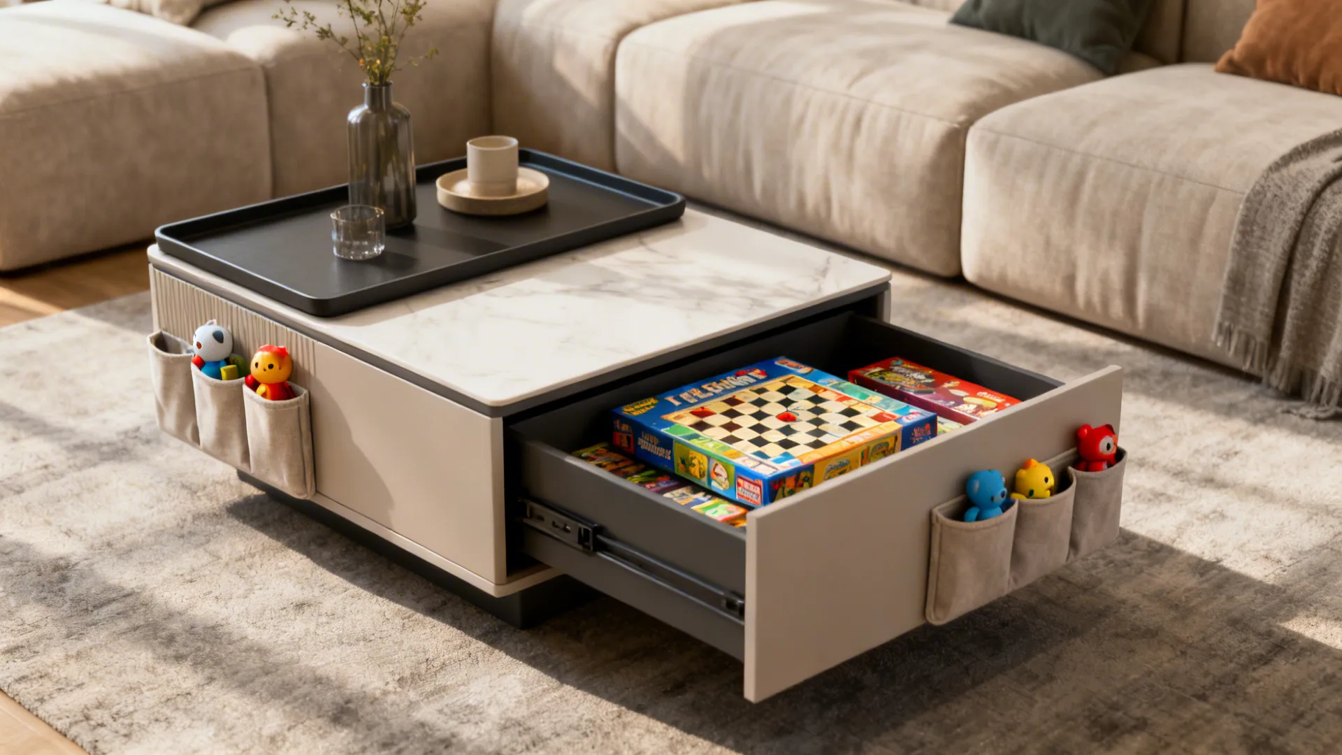 3. Multi-purpose coffee table with storage