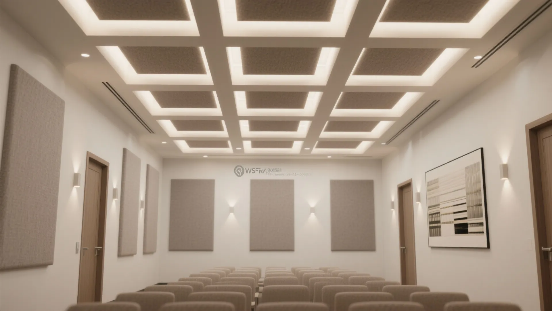 2) Coffered POP Grid with Acoustic Backing