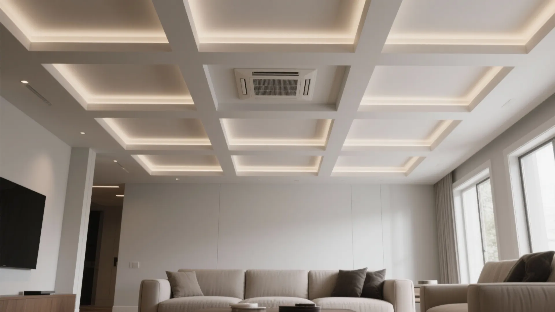 Coffered Grids That Disguise Vents and Return Paths