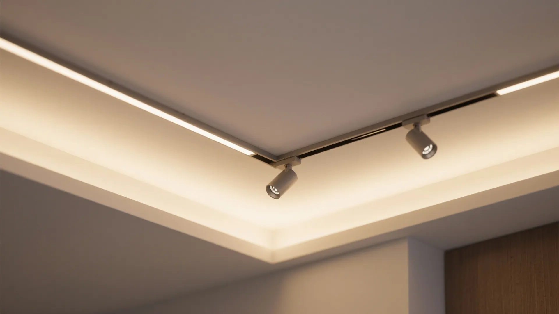 5) Micro-coffer ceiling with integrated track and task lights