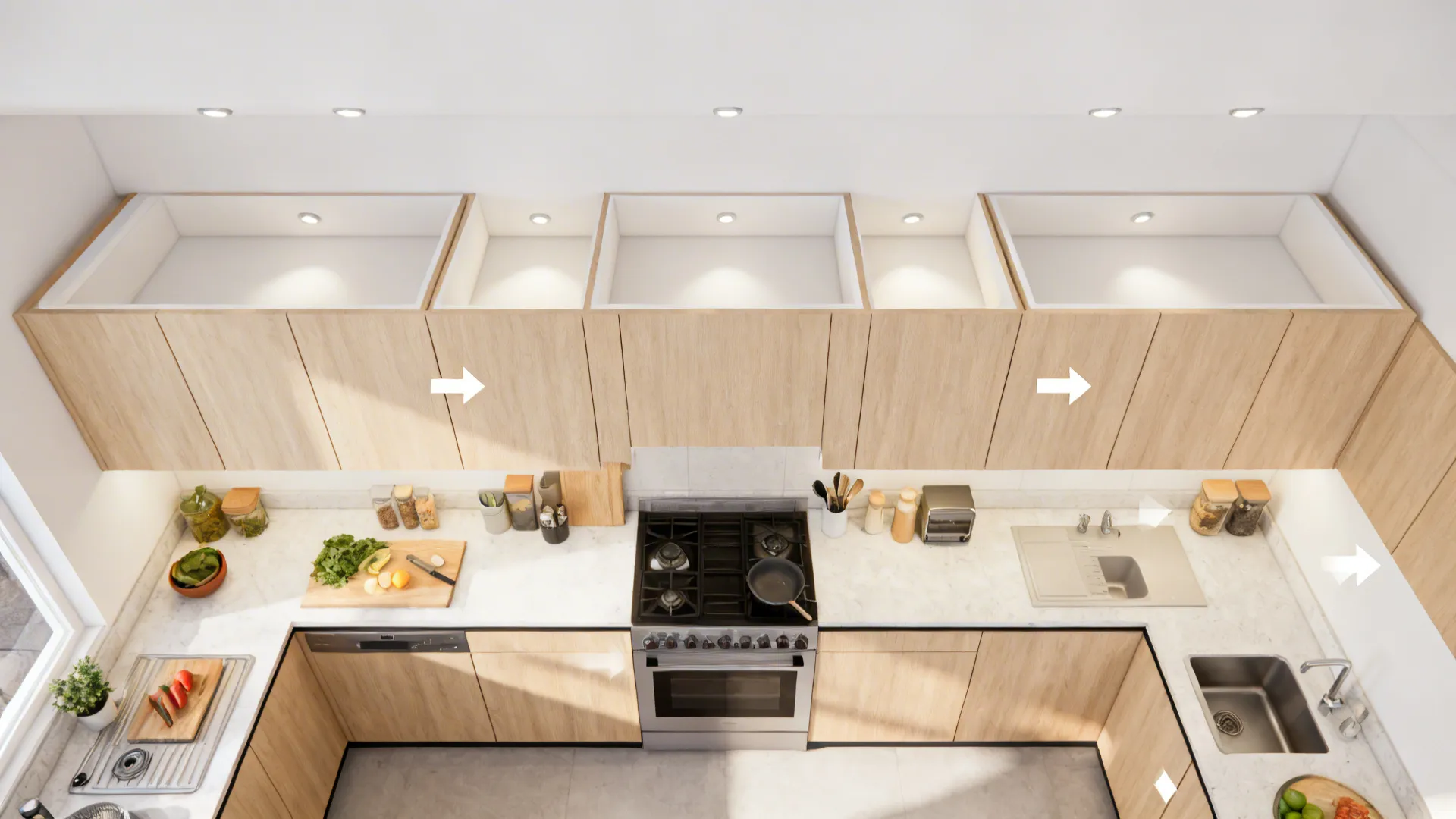 2) Micro Coffers with Recessed Downlights for Task Precision