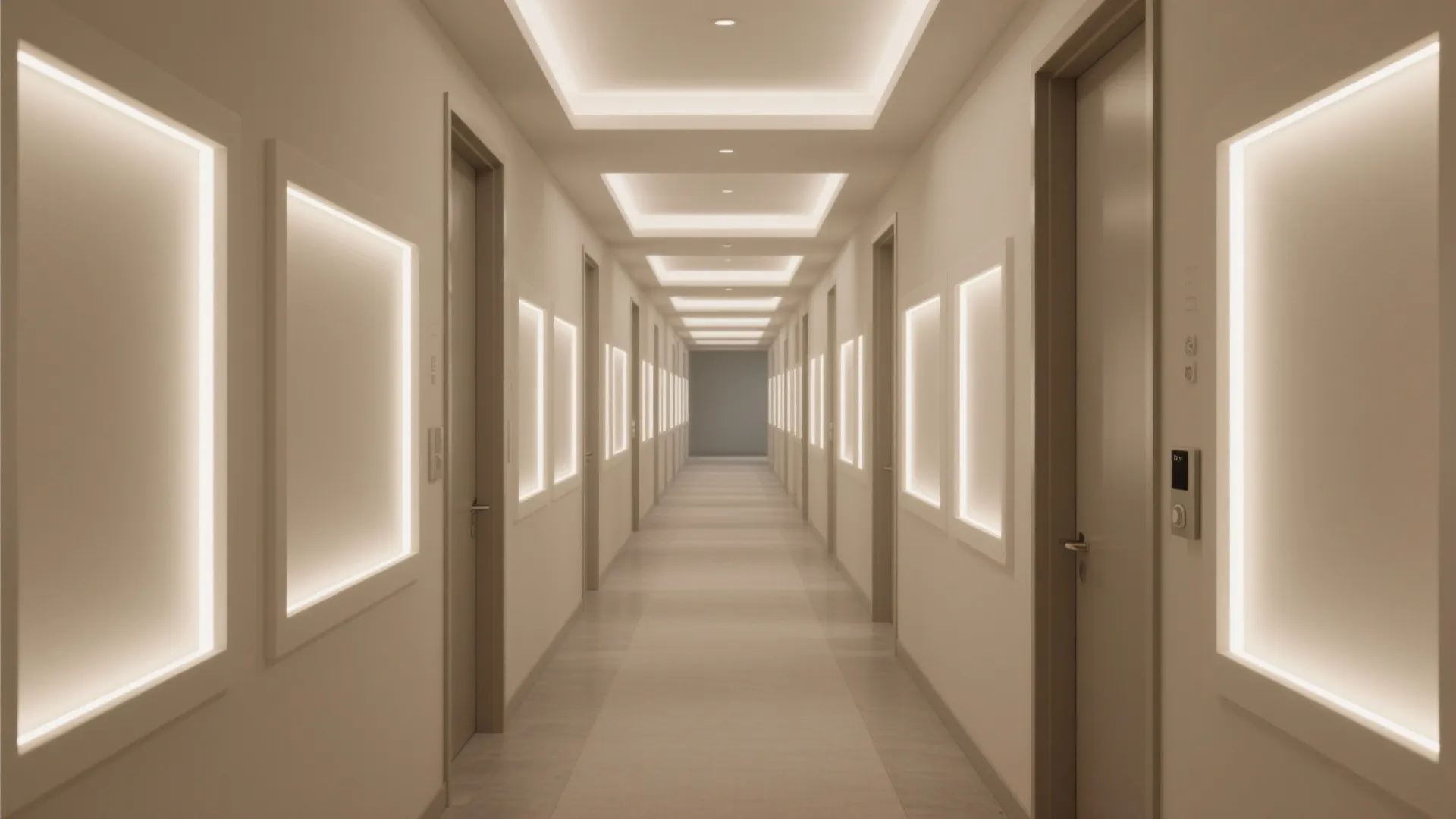 Accented coffer panels with concealed linear lighting