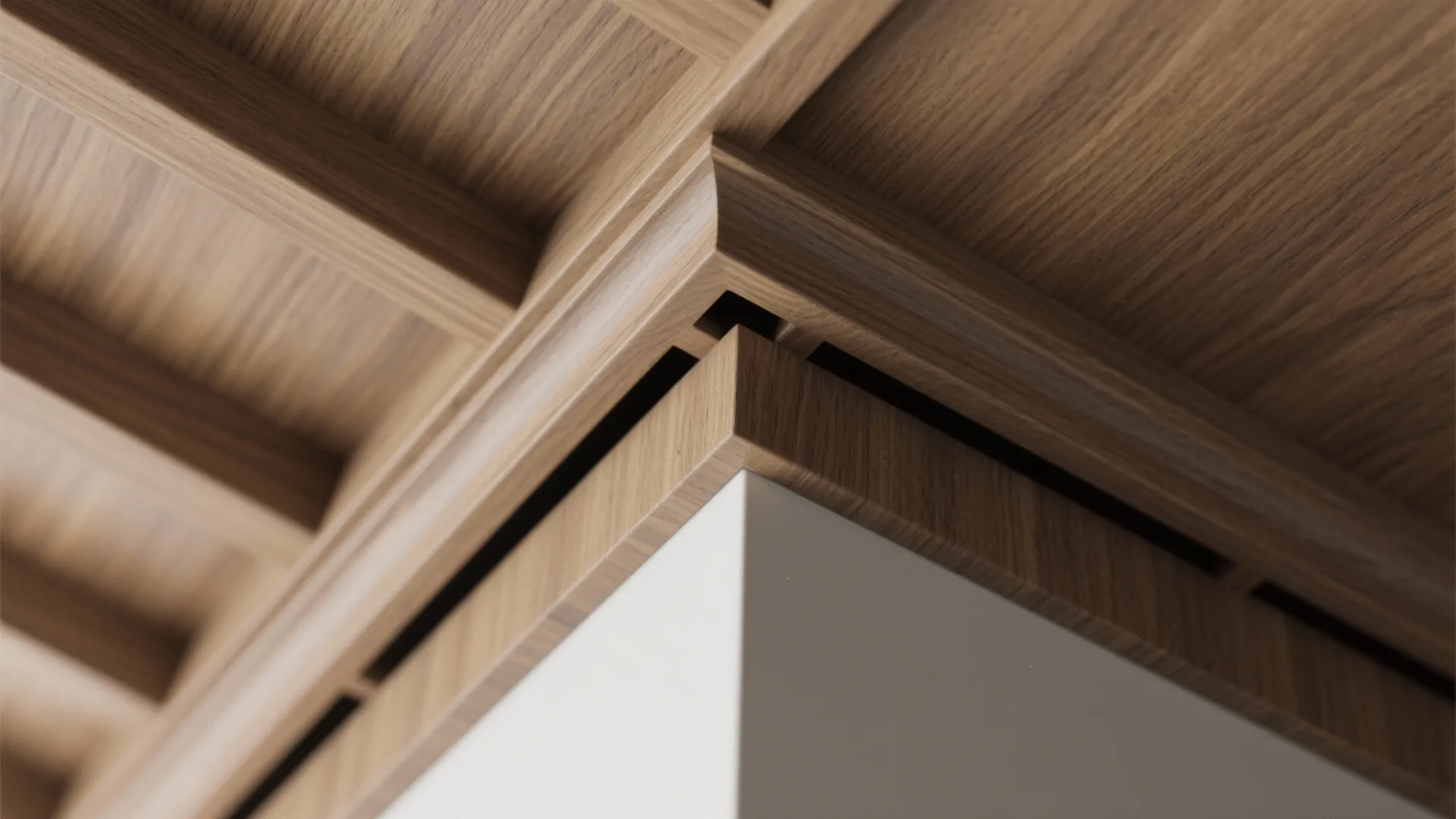 Floating Wood Coffers with Hidden Vent Slots