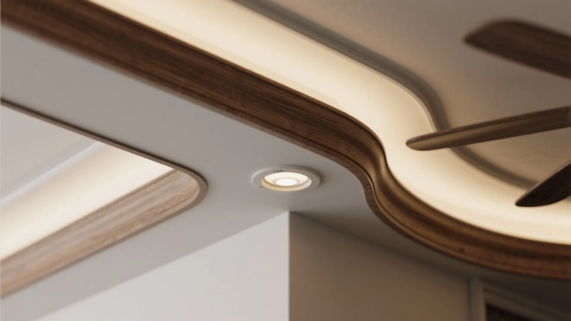 2) Coffered ceiling modules aligned to fan sweep