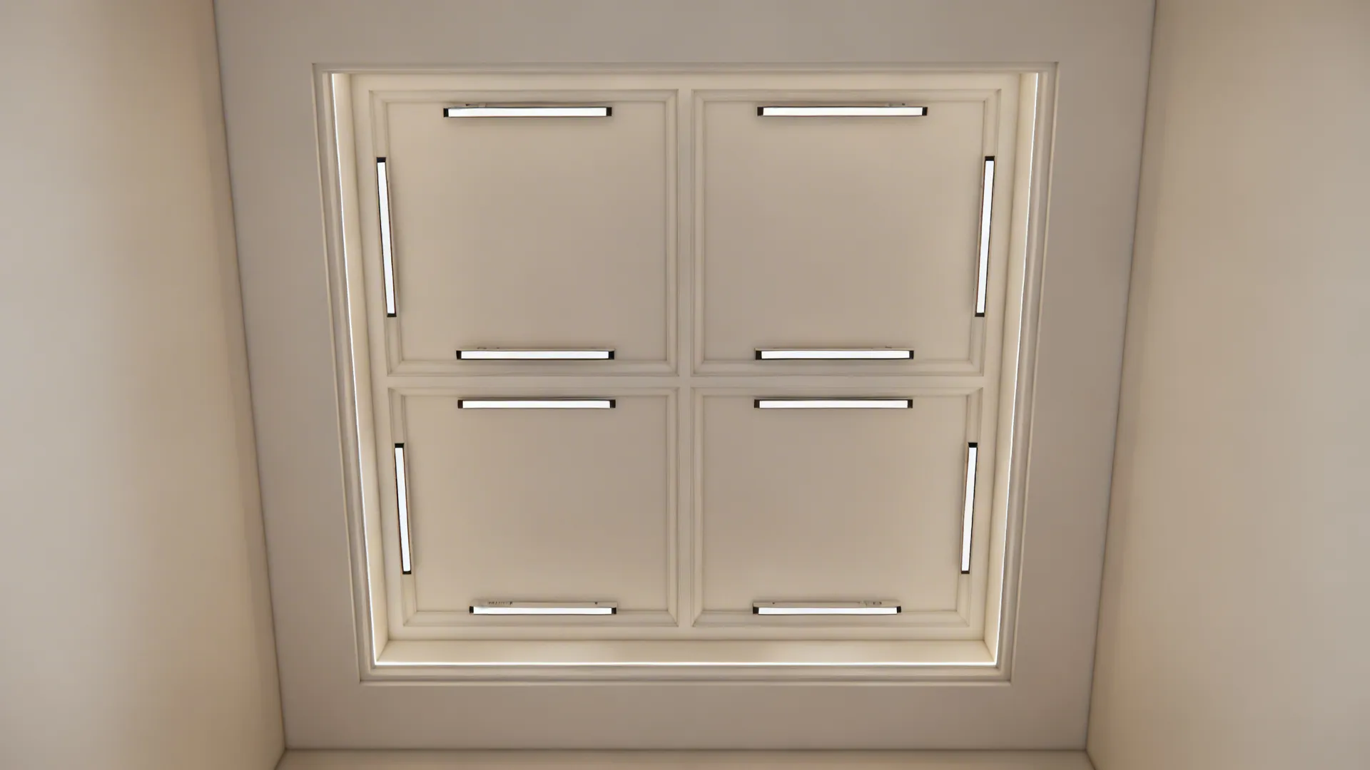 Slim coffer grid with concealed LEDs