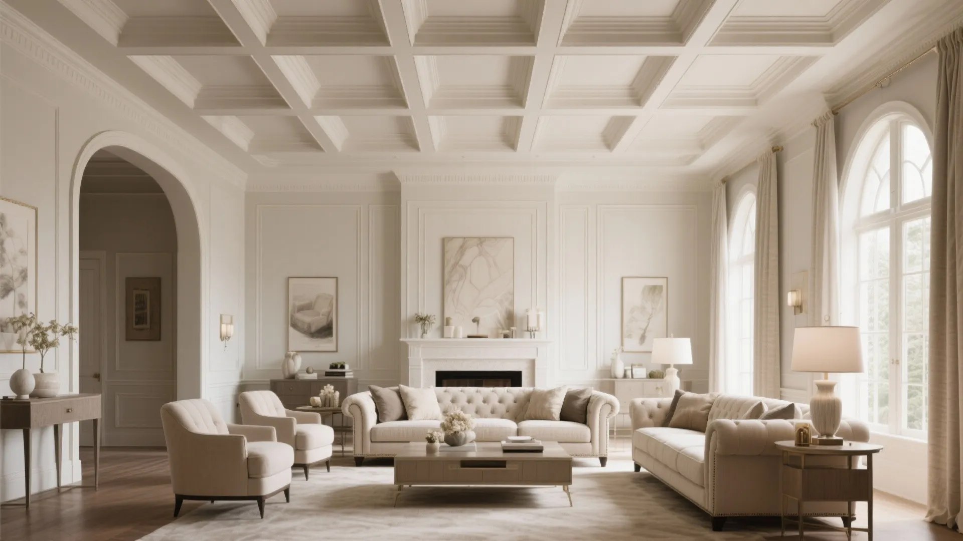 4. Coffered Ceiling with Beams