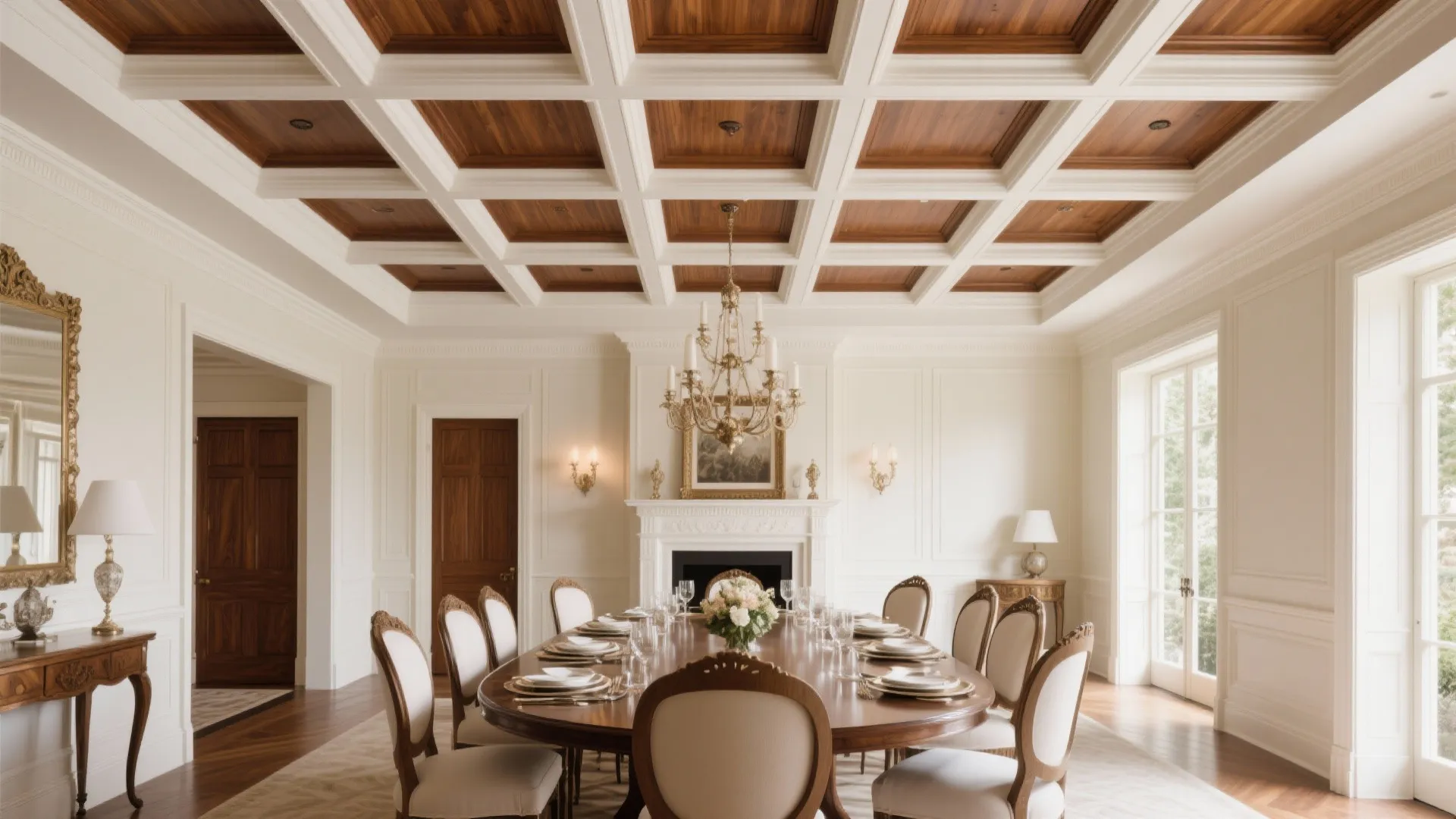 1. Coffered Ceilings for Instant Luxury