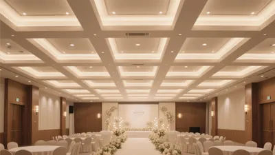 Elegant Wedding Ballroom with Modern Ceiling Lights