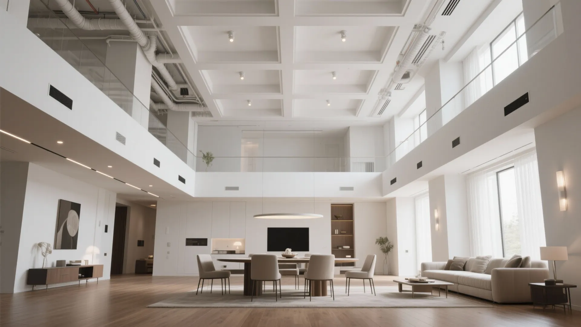 Coffered Ceiling Grid with Hidden Services