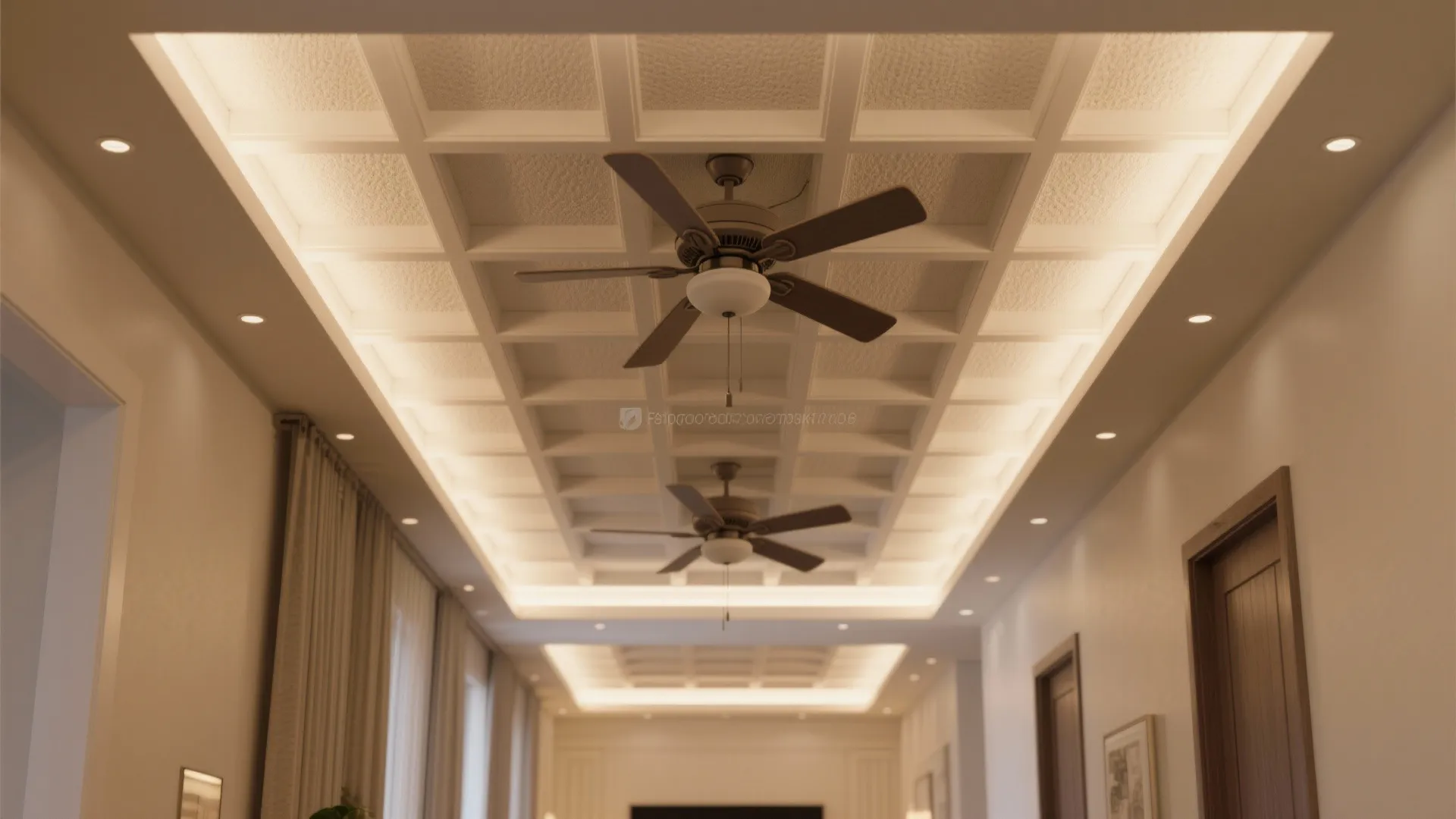 2) Coffered POP Grid with Integrated LED Wash