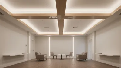 Modern Minimalist Lounge with Ambient Lighting