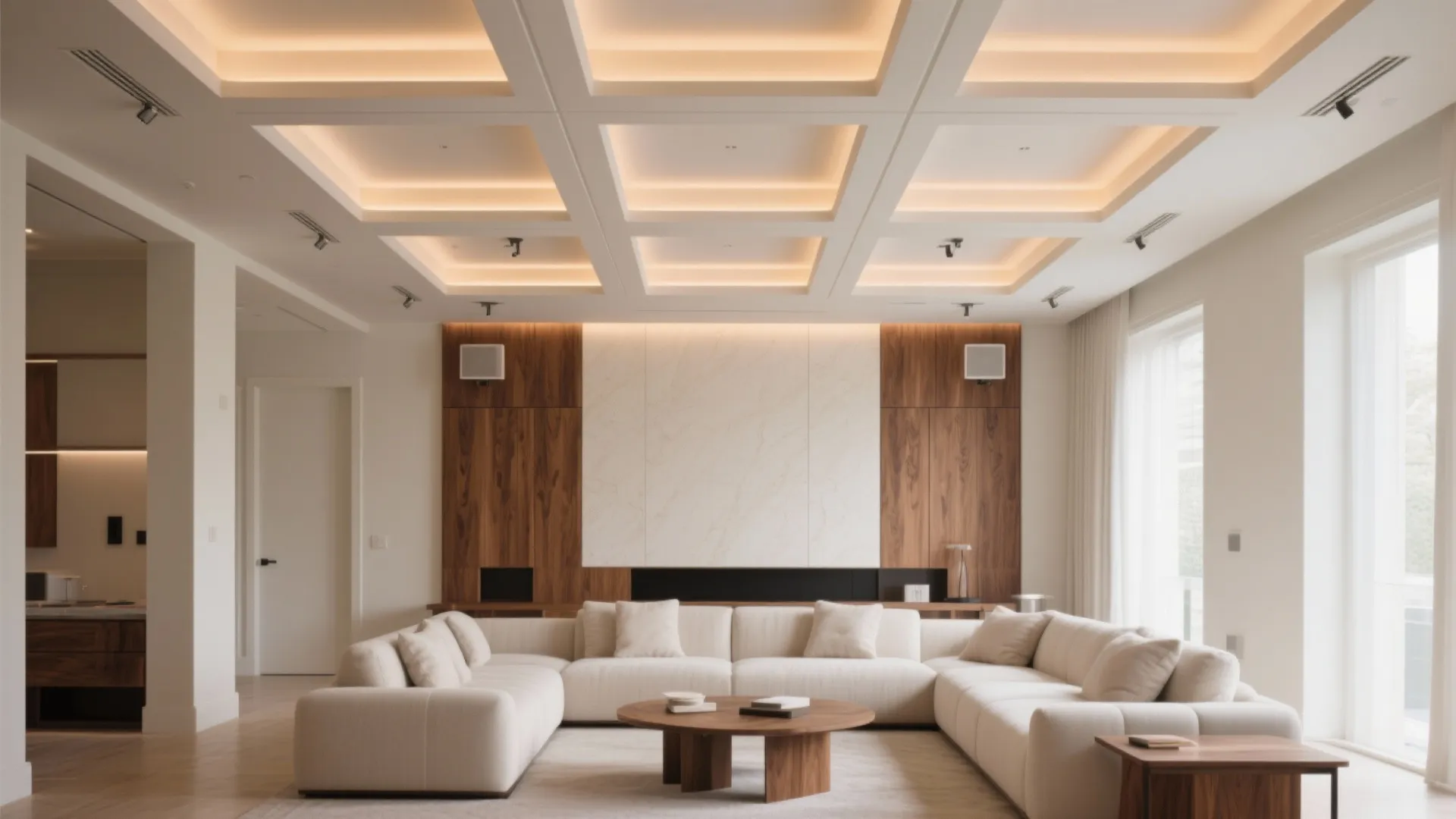 Sculpted Coffered Ceiling with Indirect Lighting