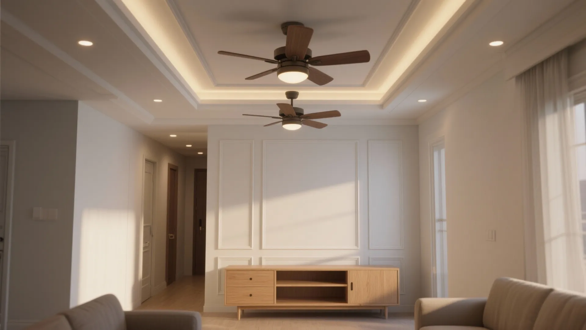 Twin-Fan Zoning with Coffered Rails