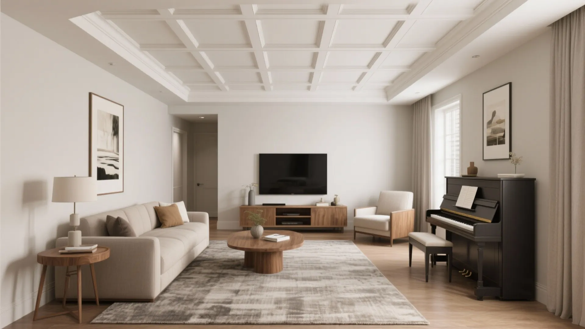 Shallow Coffered Ceiling with Clean Lines