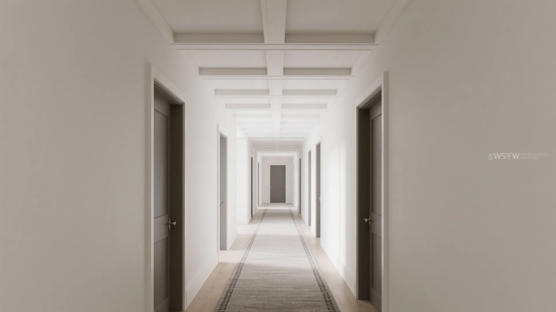 Gentle Coffered Ceiling with Slim Beams