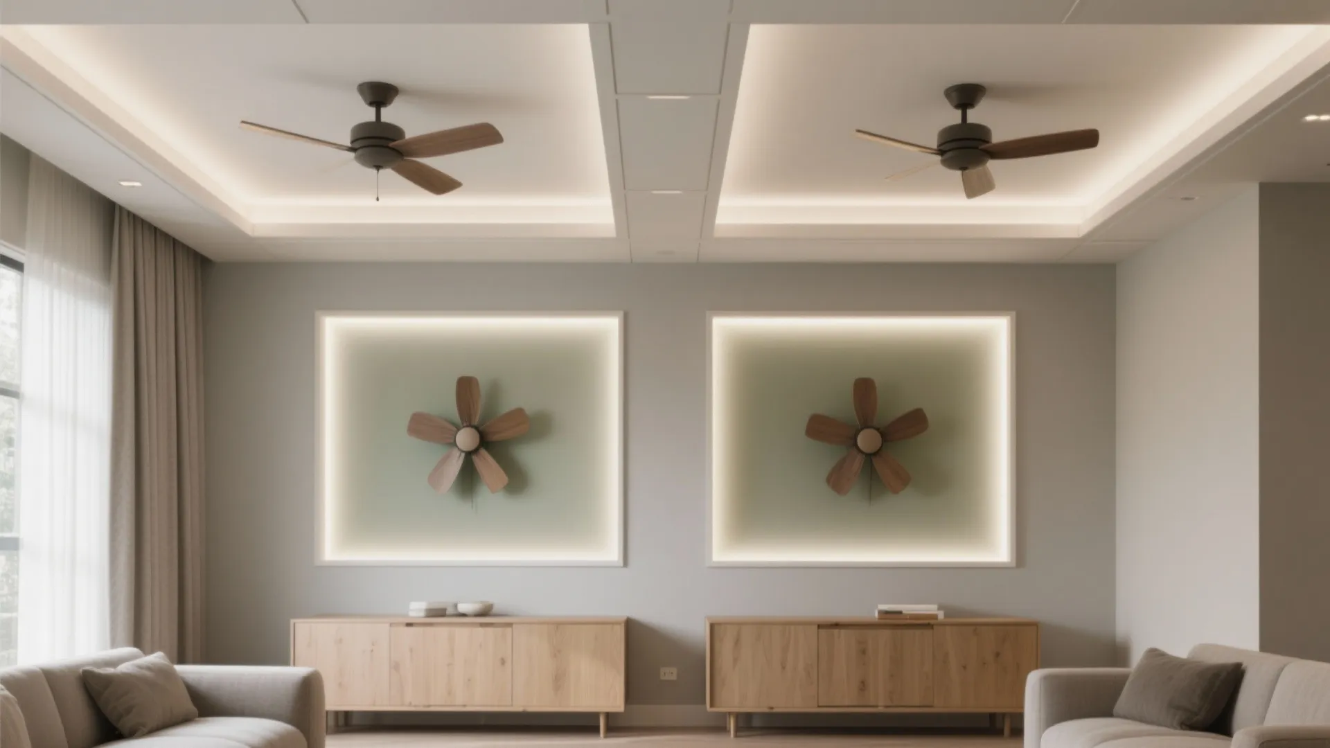 1) Coffered symmetry that honors two fans