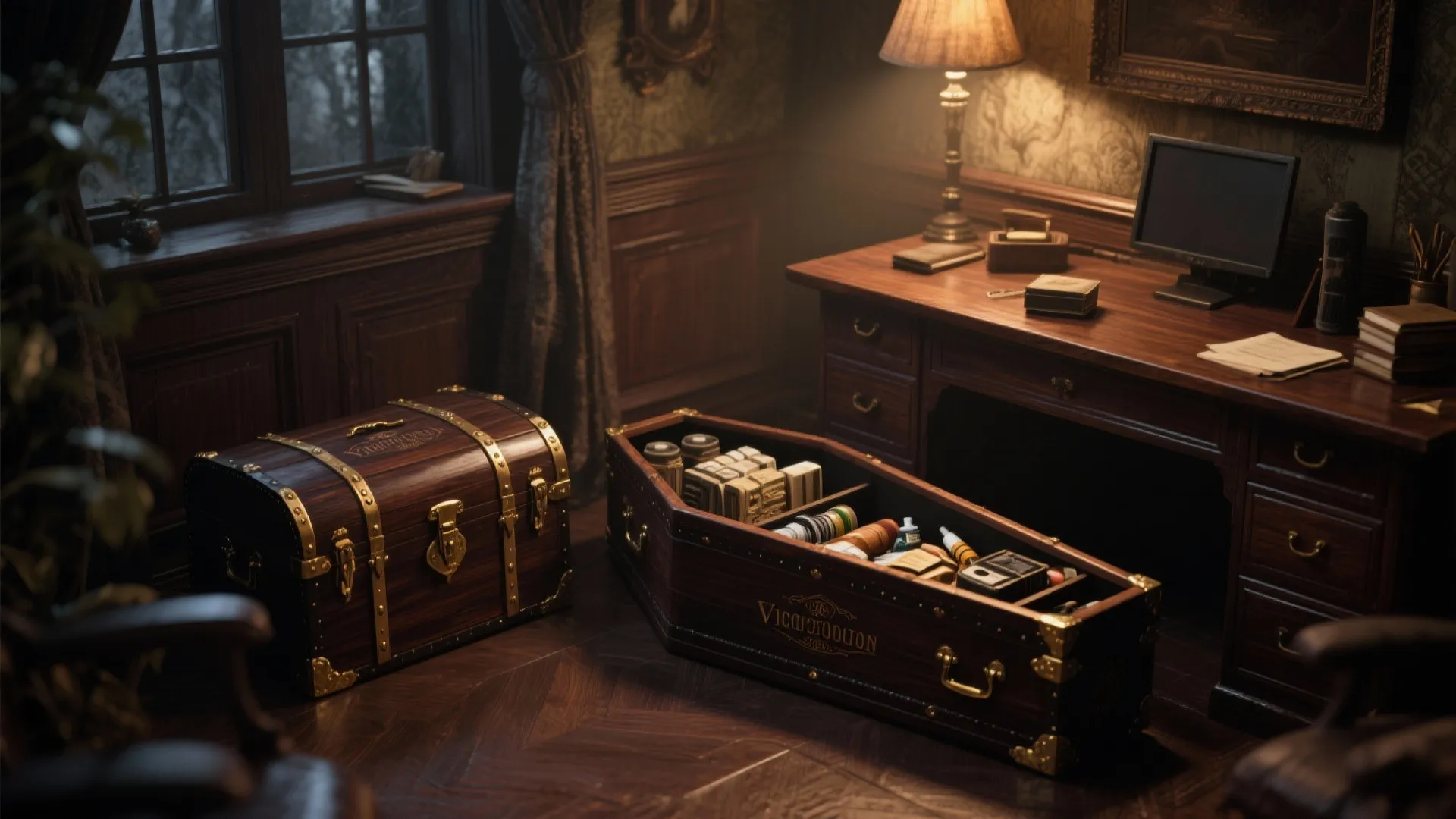 7. Hidden Storage in Coffin Trunks