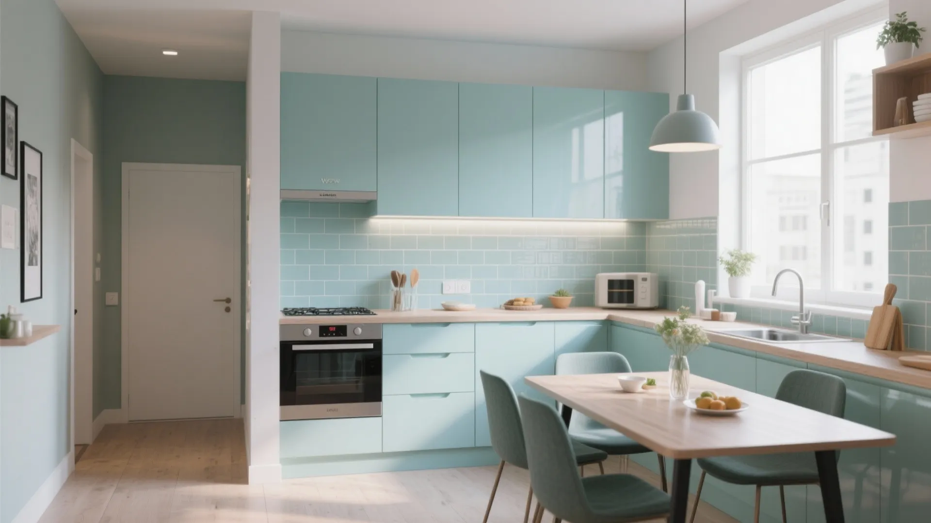 10. Cohesive Kitchen-Dining Flow