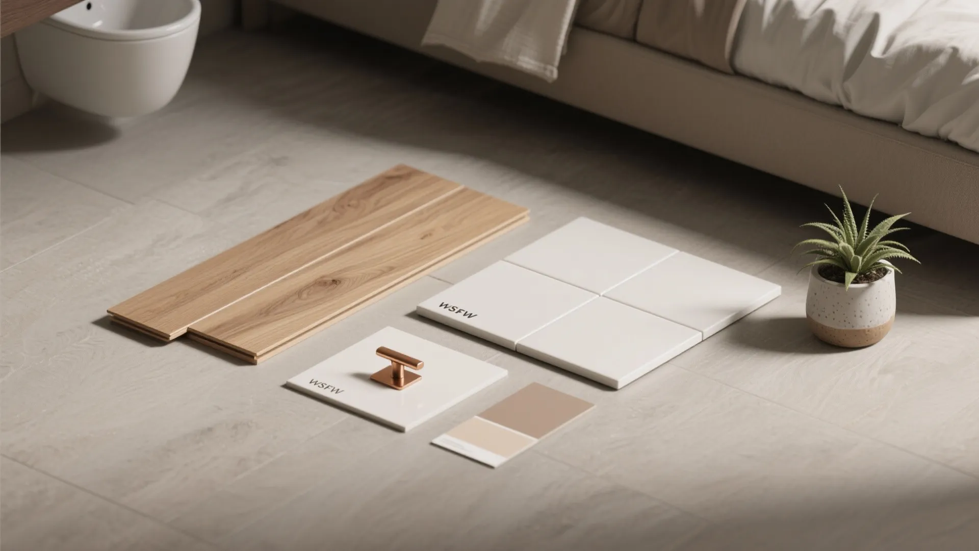 5. Cohesive materials to unify bedroom and bath