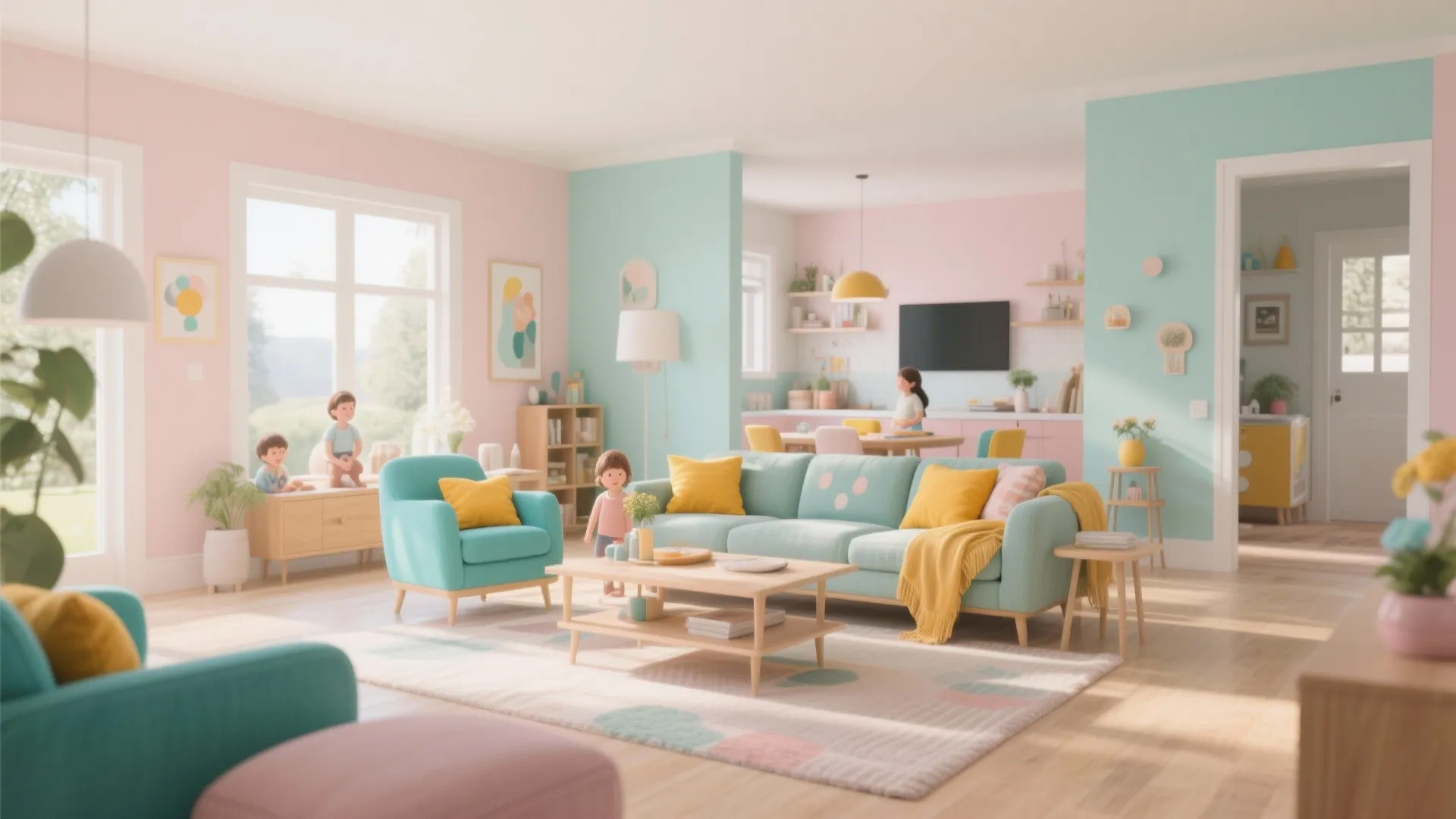 4. Cohesive pastels with saturated anchors